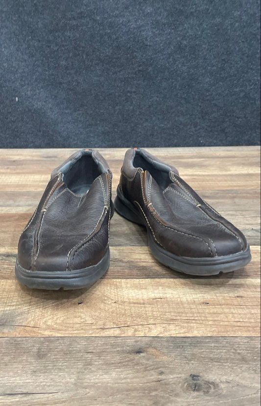 Clarks Collection Brown Leather Casual Slip-On Loafers Men's Size 10