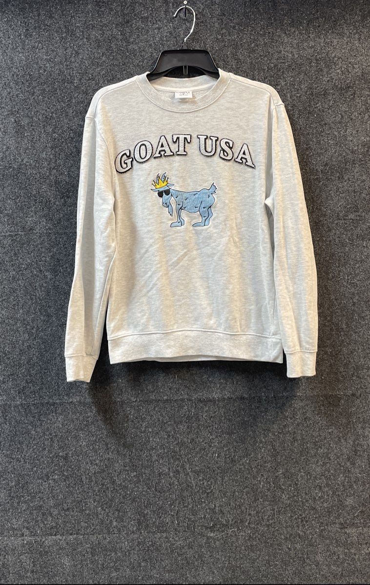 Goat USA Men's Crewneck Sweatshirt Gray Heather Embroidered Logo Chuck Sz S