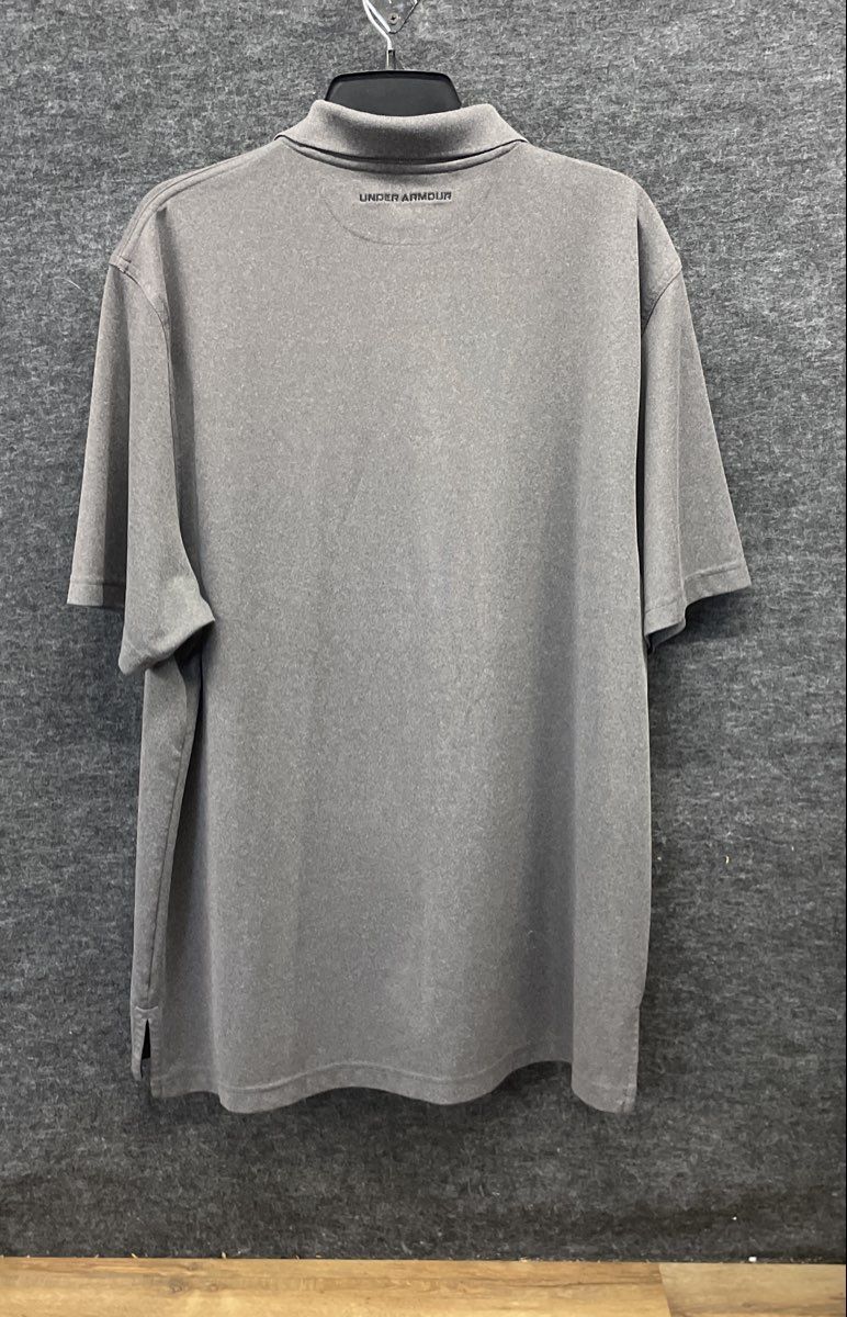 Under Armour Men's Gray HeatGear Performance Short Sleeve Polo Shirt Sz XL