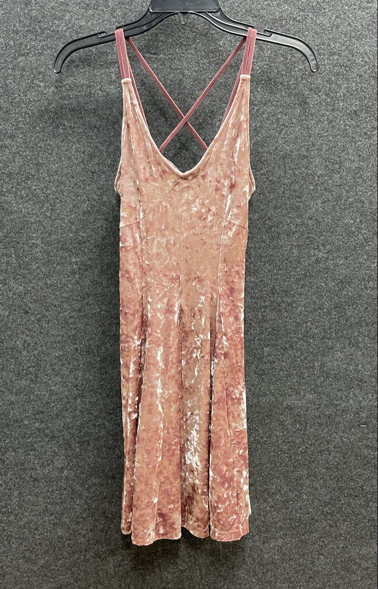 American Eagle Women's Mini Dress Rose Crushed Velvet Criss-Cross Back Sz XS NWT