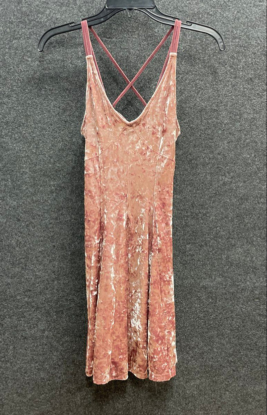 American Eagle Women's Mini Dress Rose Crushed Velvet Criss-Cross Back Sz XS NWT