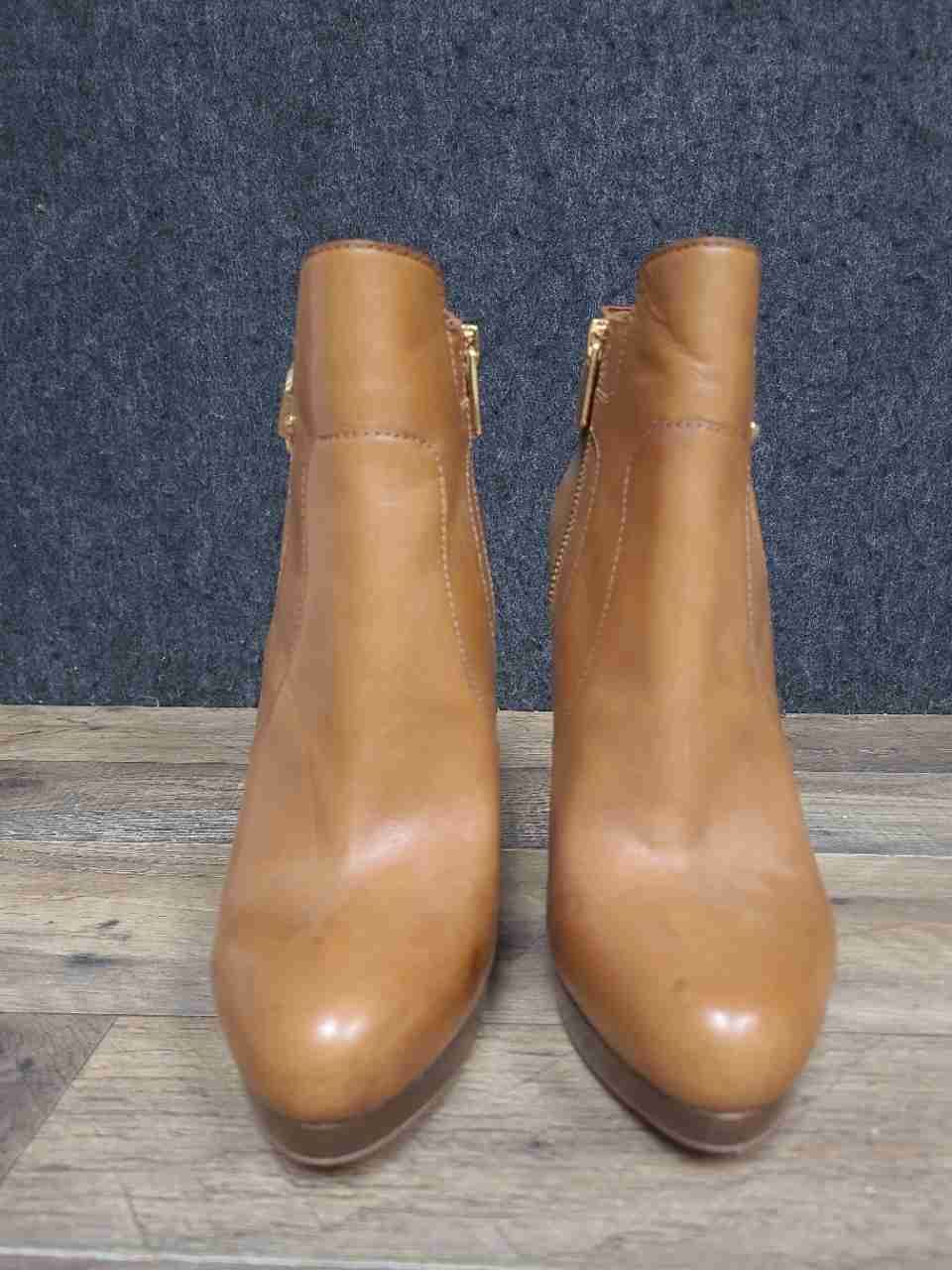 Michael Kors Tan Leather Platform Stiletto Ankle Boots Booties Size 8.5