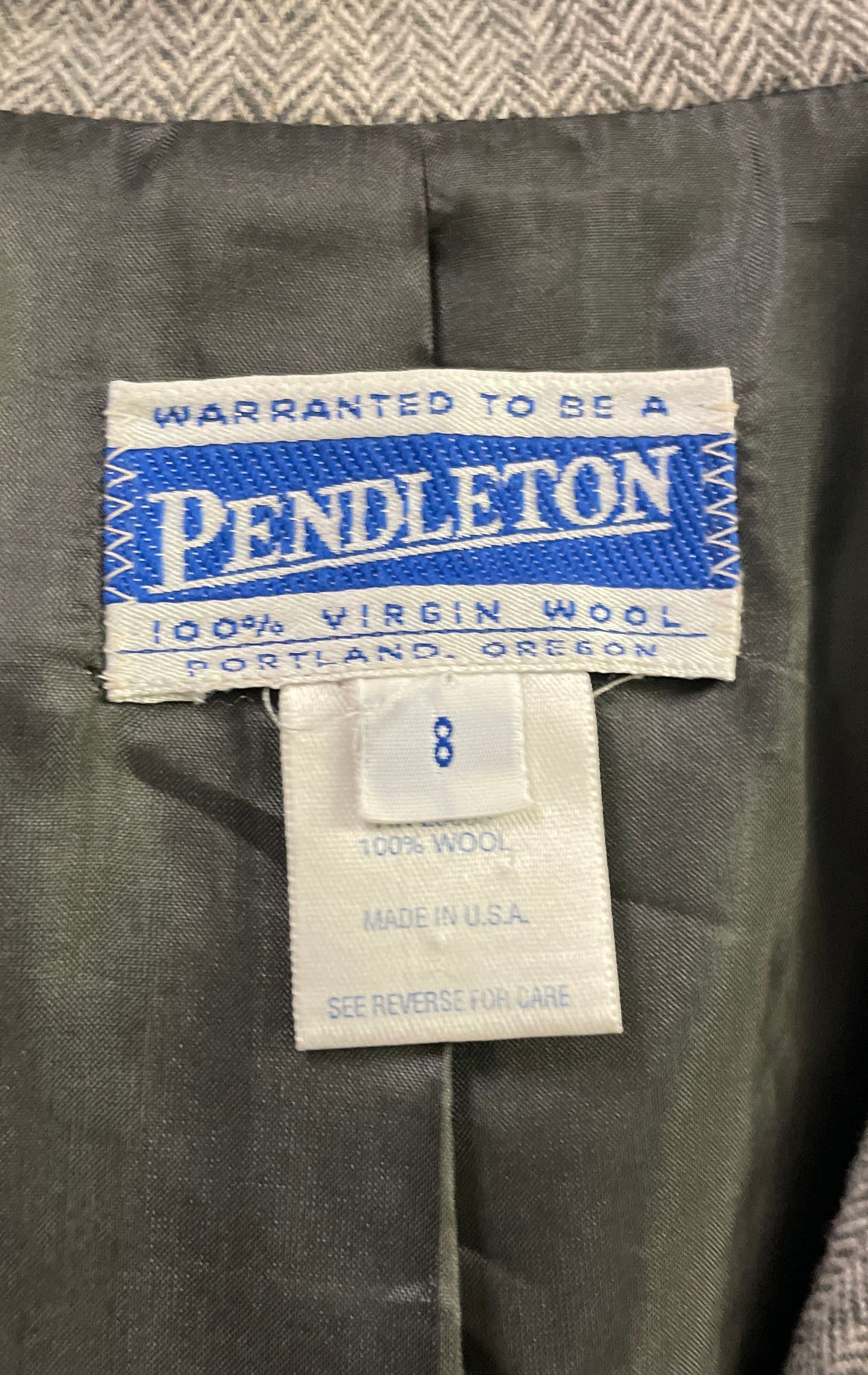 Vintage 90s Pendleton Herringbone Virgin Wool Blazer Made in USA Sz 8