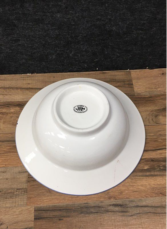 Vintage FAP Ceramiche Italian Pottery Large Serving Bowl 15" Hand Painted Fruit