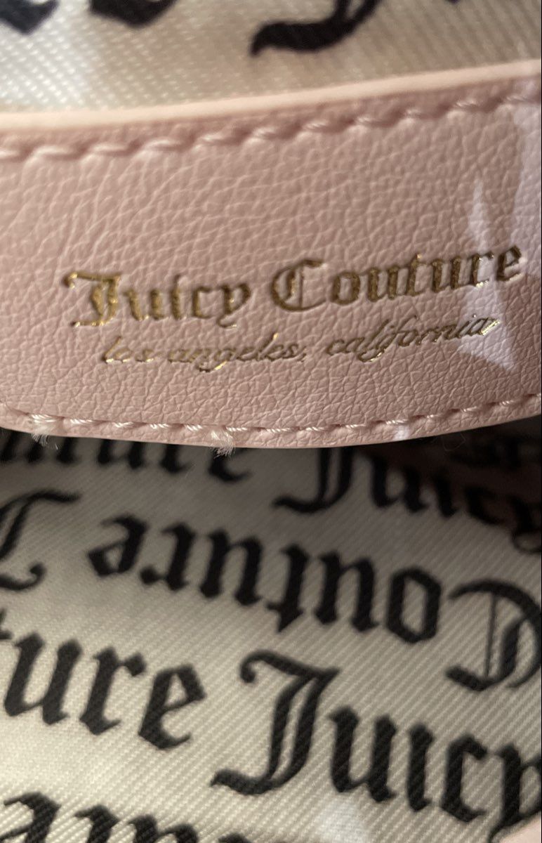 Juicy Couture Pink Leather Embossed Logo Duffle Weekender Travel Bag Large
