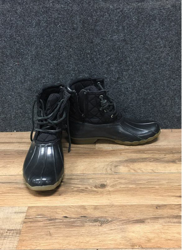 Sperry Saltwater Quilted Black Women's Duck Boots Size 5M