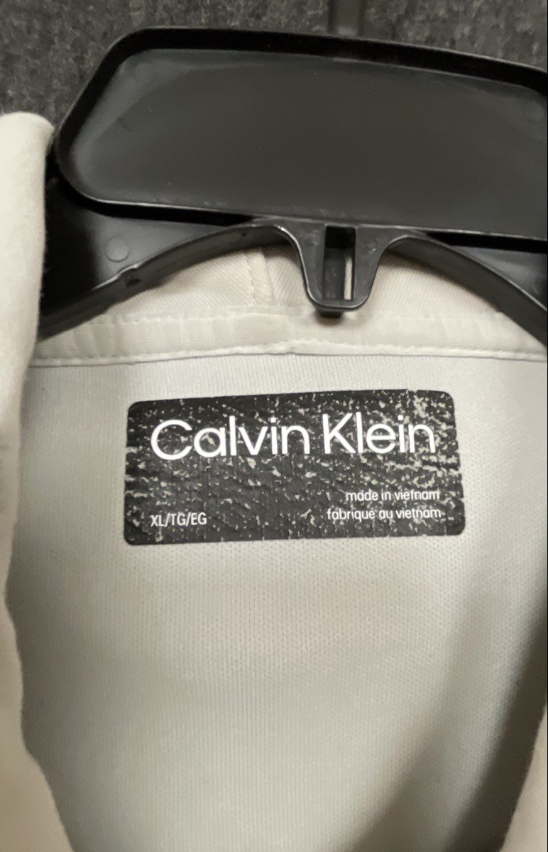Calvin Klein Men's White Pullover Hoodie Logo Drawstring Sweatshirt Sz XL