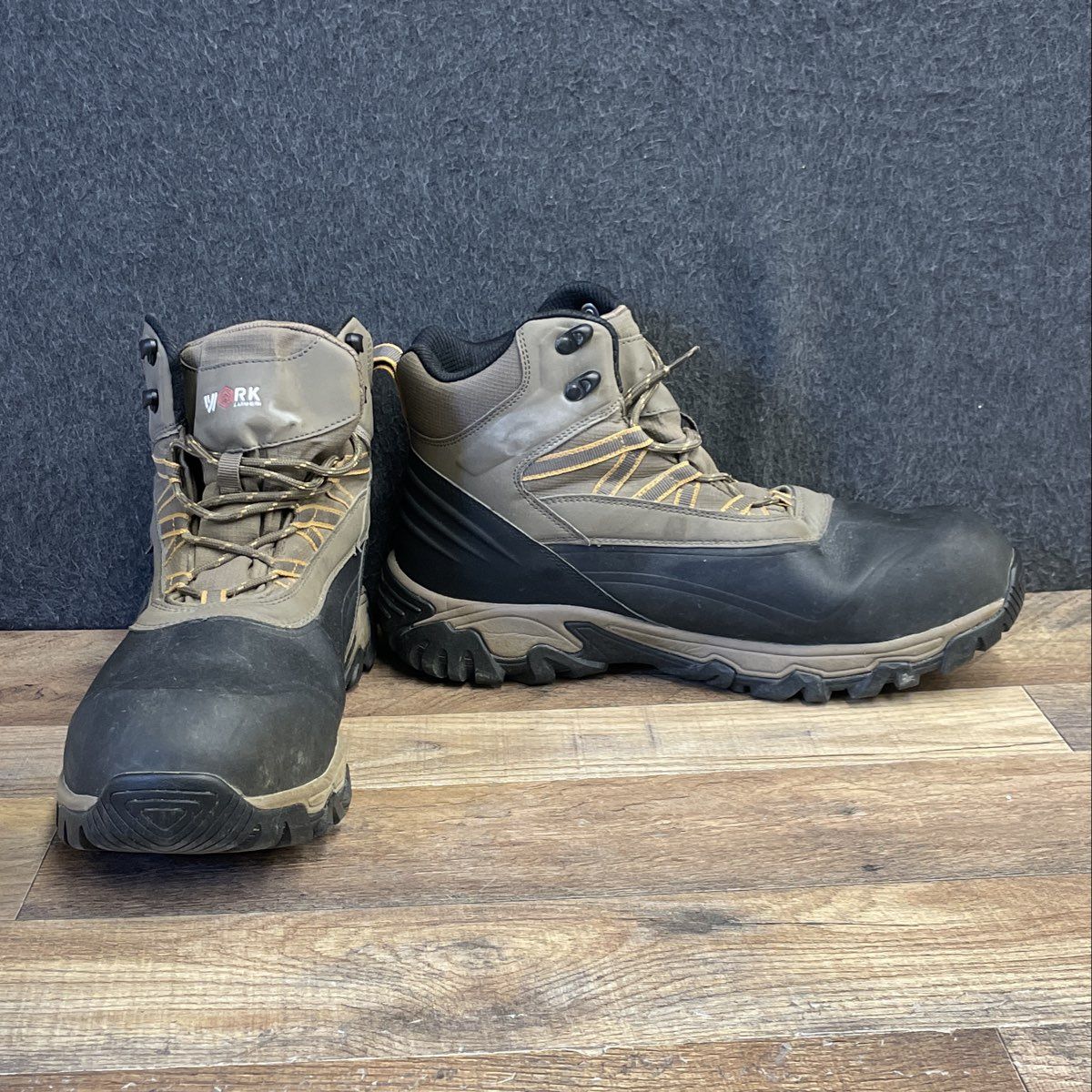 Larnmern Steel Toe Puncture Resistant Safety Work Boots Brown Men's Size 11.5