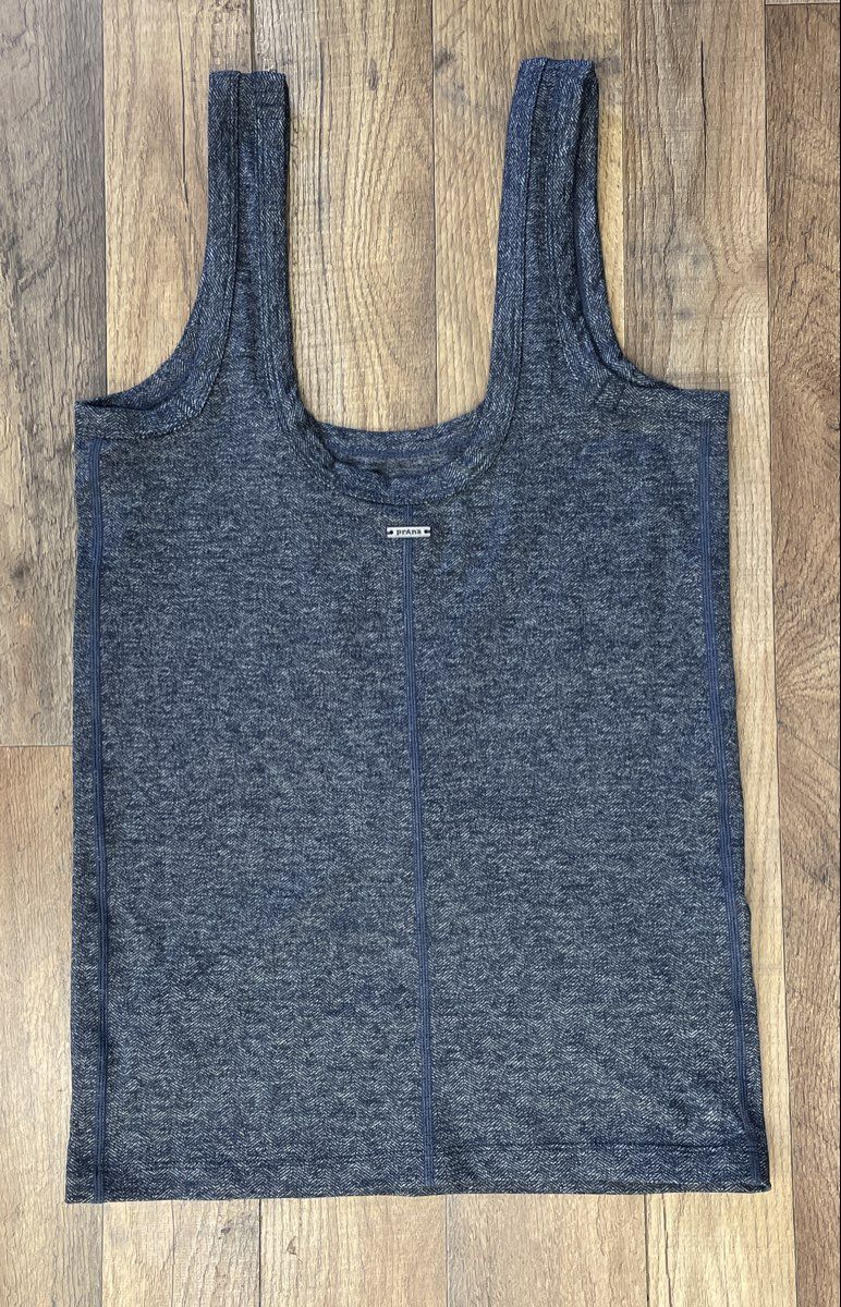 Prana Women's Zawn Tank Nautical Blue Herringbone Knit Yoga Studio NWT Sz XS