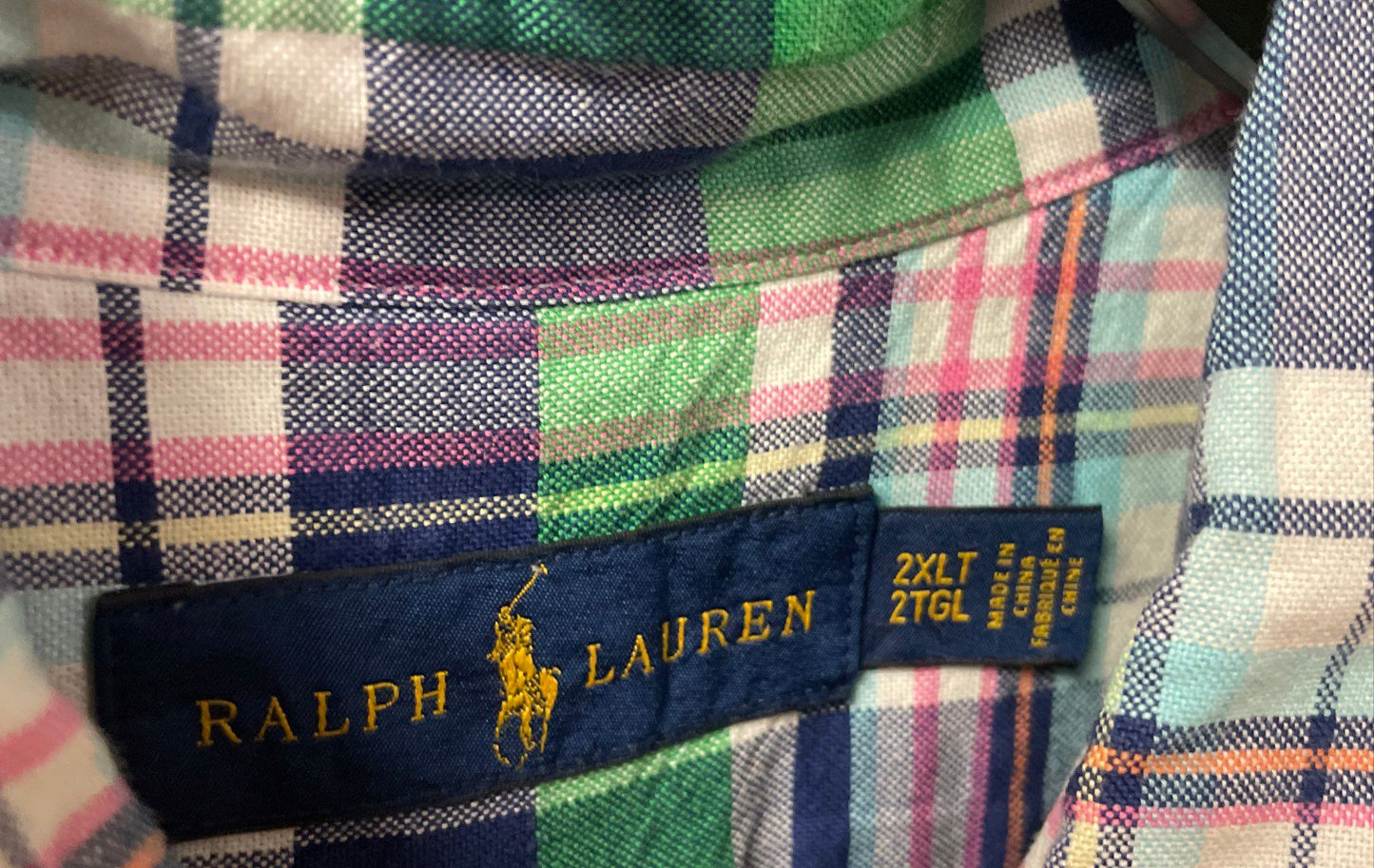 Polo Ralph Lauren Men's Plaid Long Sleeve Button Down Shirt Green Blue Sz 2XLT