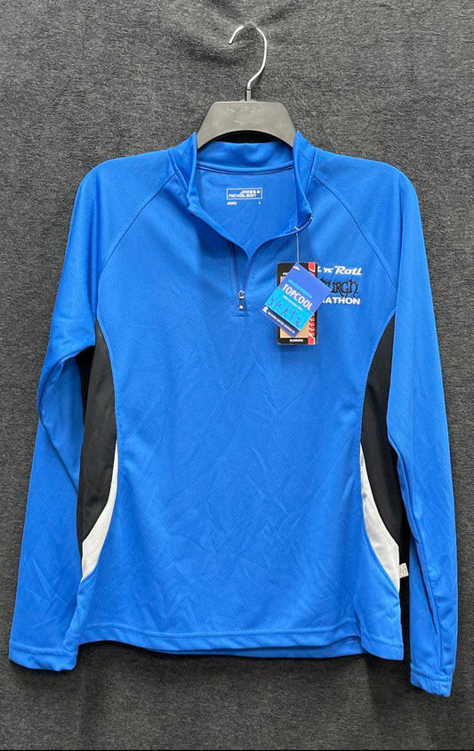 James & Nicholson Men's Blue Edinburgh Marathon Running 1/4 Zip Jacket Sz L NWT