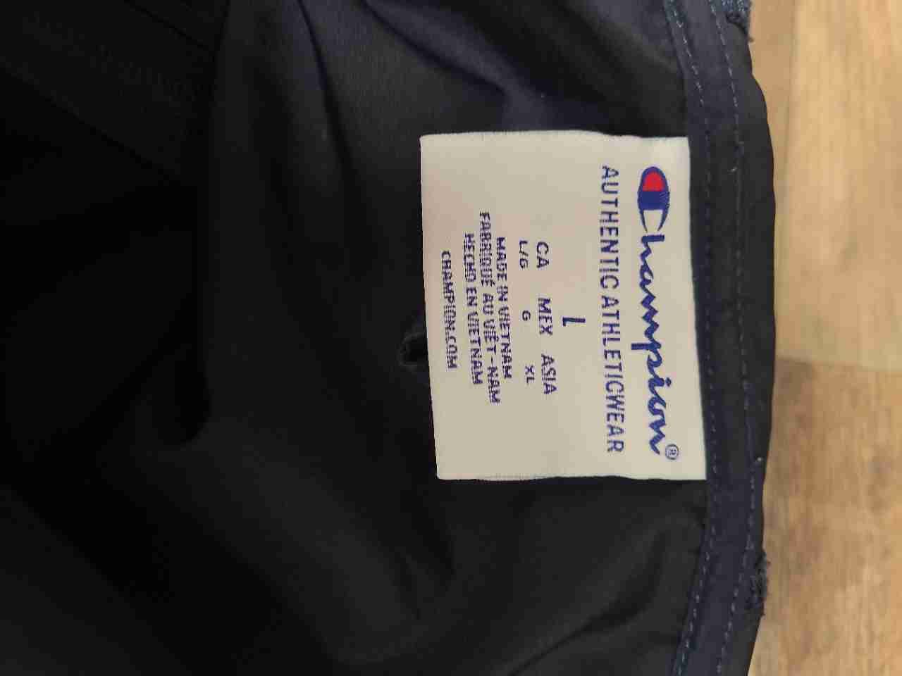 Champion Men's Navy Blue Anorak Quarter Zip Hooded Pullover Windbreaker Sz L