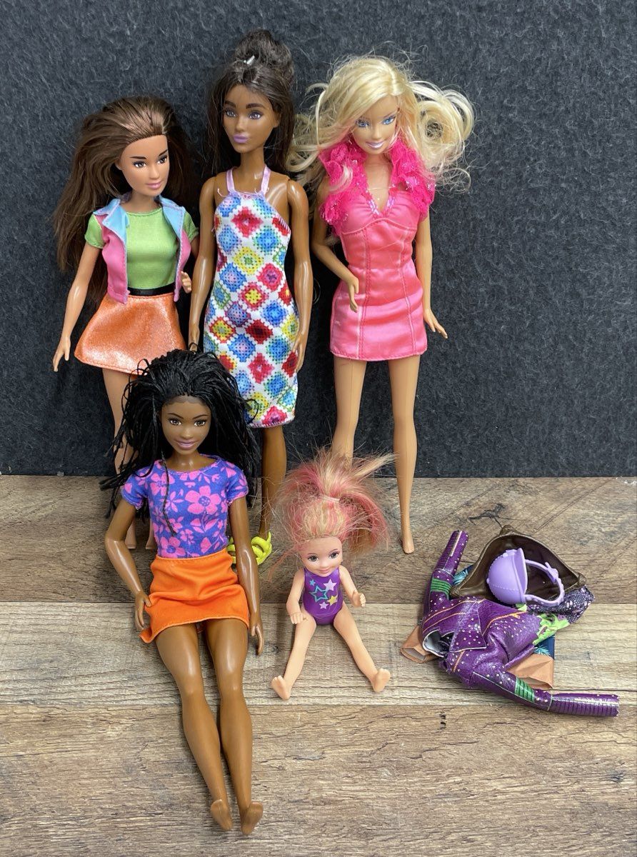 Mattel Barbie Doll Lot of 5 Modern Dolls with Chelsea & Mixed Fashion Clothes