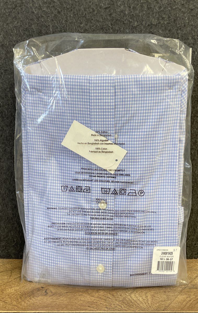 Tommy Hilfiger Men's Gingham Dress Shirt & Silk Tie Blue White NWT Sz 16.5 36/37