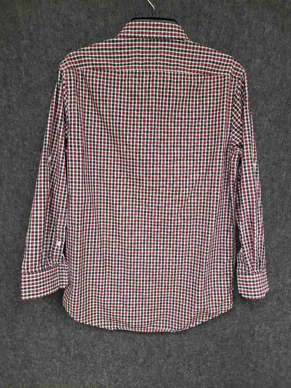 Michael Kors Women's Red Green Plaid Gingham Long Sleeve Roll Tab Shirt Sz S