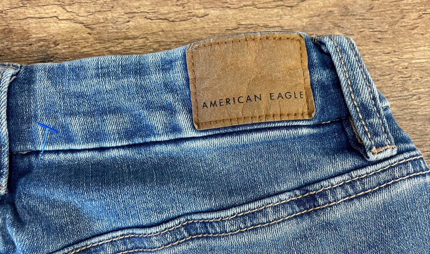 American Eagle Women's Jeans Lot 2 Distressed Super High Flare & Skinny Sz 2