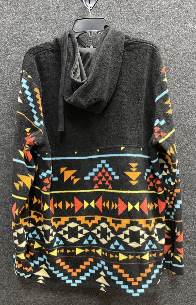 Massive Outdoor Men's Black Fleece Southwestern Aztec 1/4 Zip Hoodie Sz L