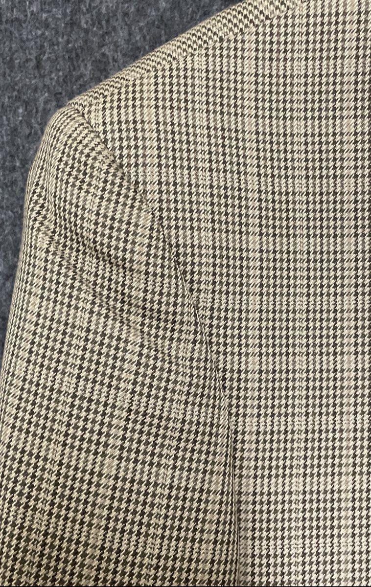 Haggar Men's Blazer Tan Brown Houndstooth Micro-check 2-Button Sz 40 S