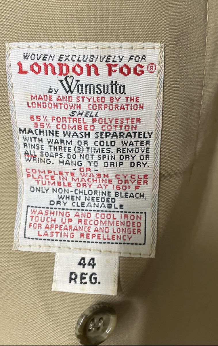 Vintage 90s London Fog Men's Tan Double Breasted Trench Coat Made in USA Sz 44R