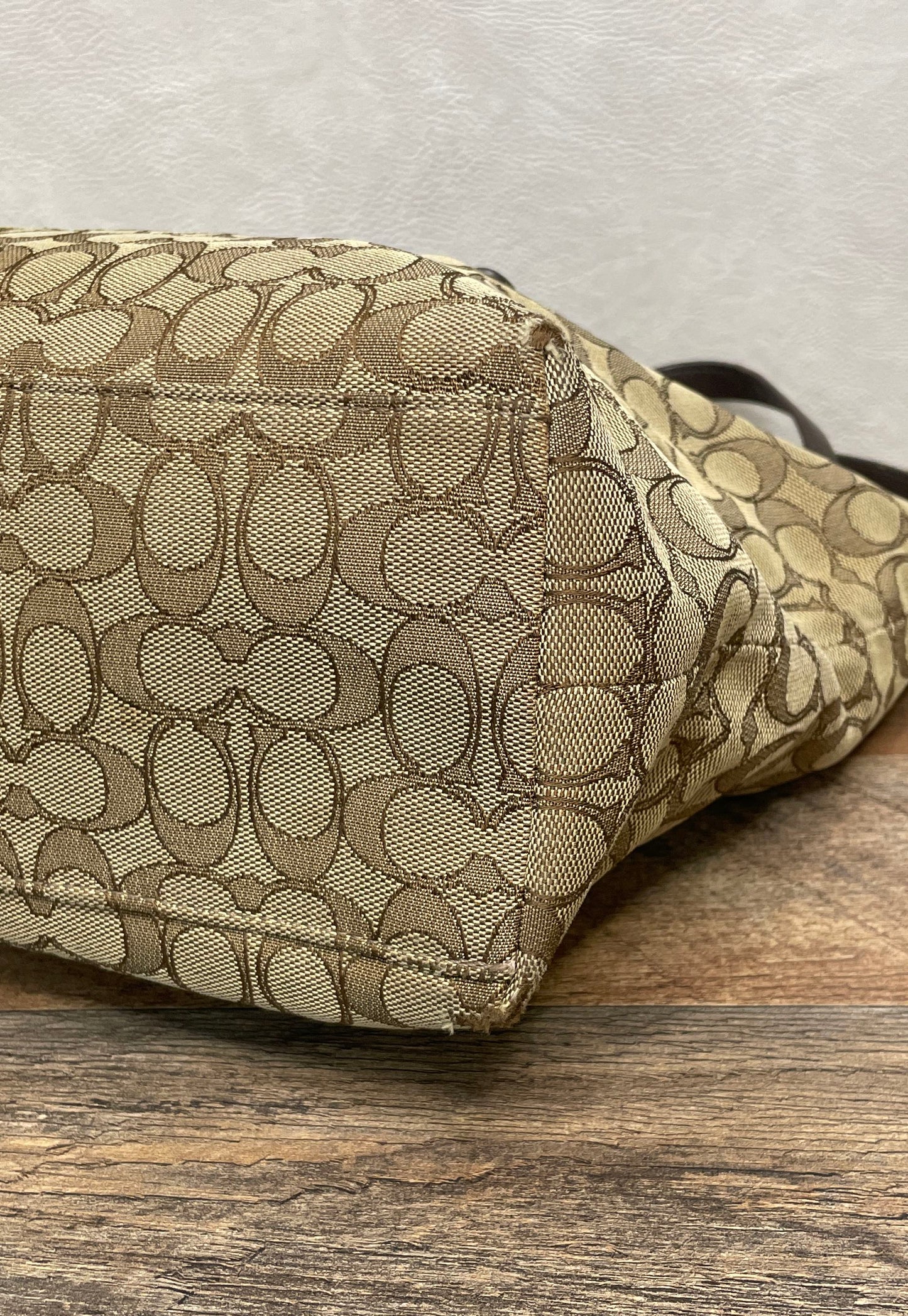 Coach Khaki Brown Signature Canvas 34151 Tote Bag Shoulder Bag