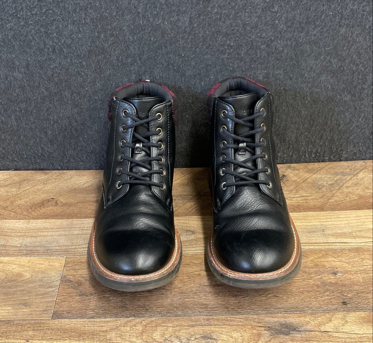 Tommy Hilfiger Hawkin Black Plaid Collar Lace Up Ankle Boot Men's Size 10.5