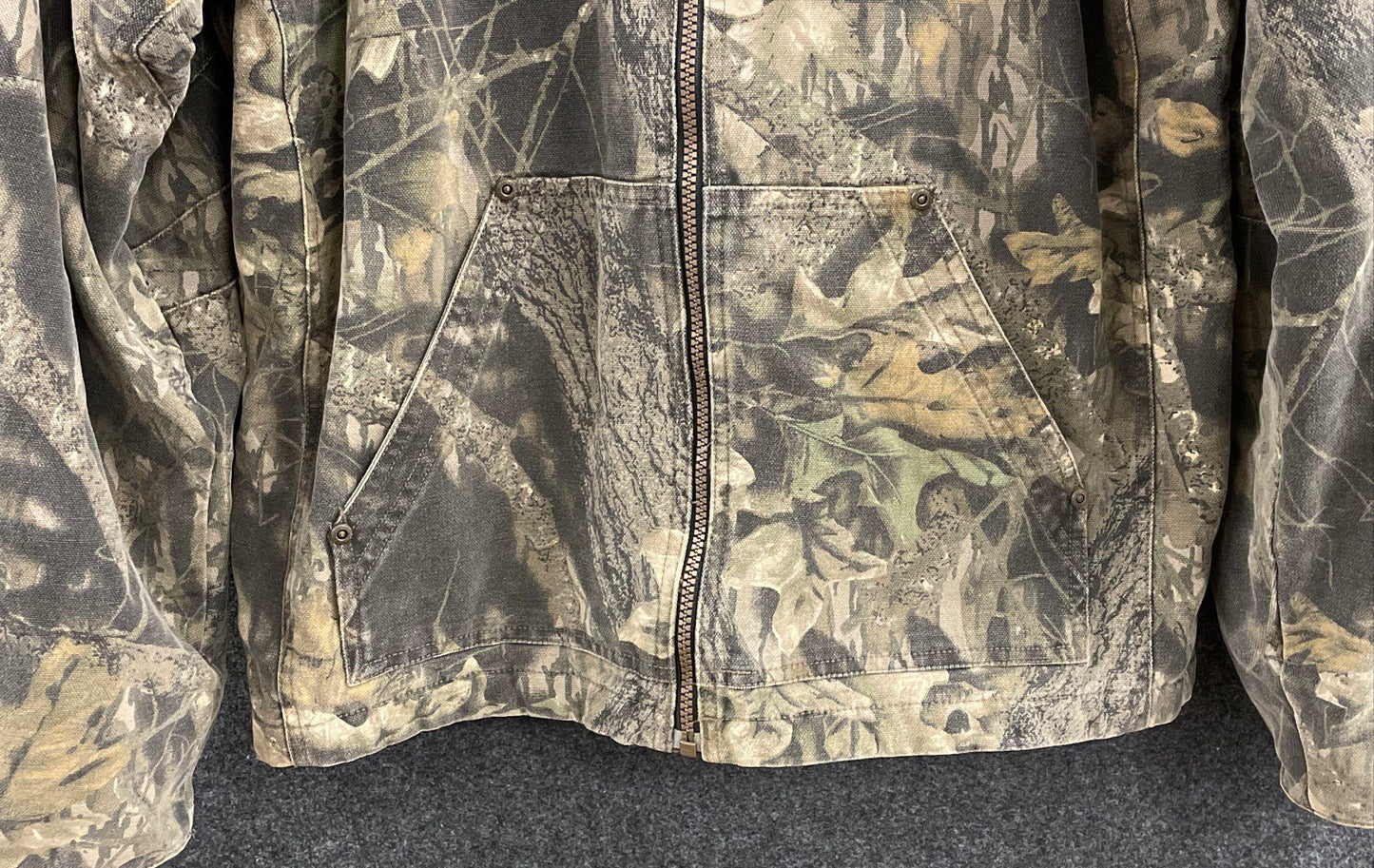 Columbia Men's Mossy Oak Camo Canvas Fleece Lined Hooded Work Jacket Sz S