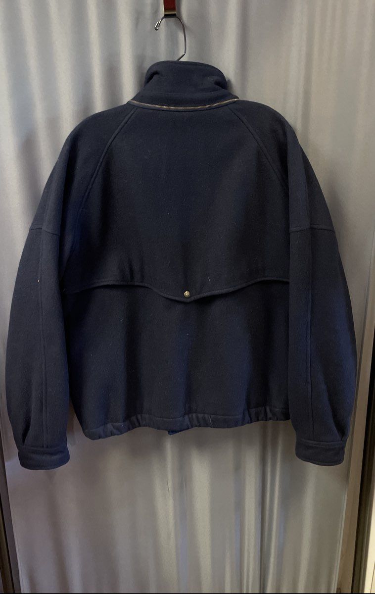 Vintage 90s Caynes Men's Navy Blue Wool Blend Plaid Lined Bomber Coat Sz L/XL