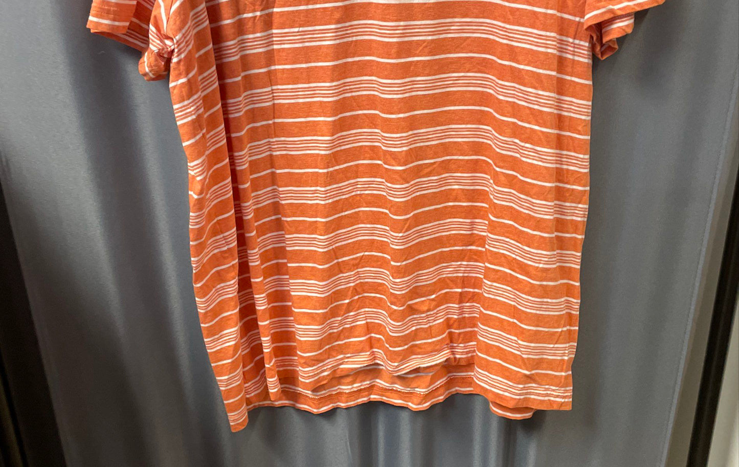 Lacoste Men's Orange White Striped V-Neck Regular Fit Cotton T-Shirt Size 8