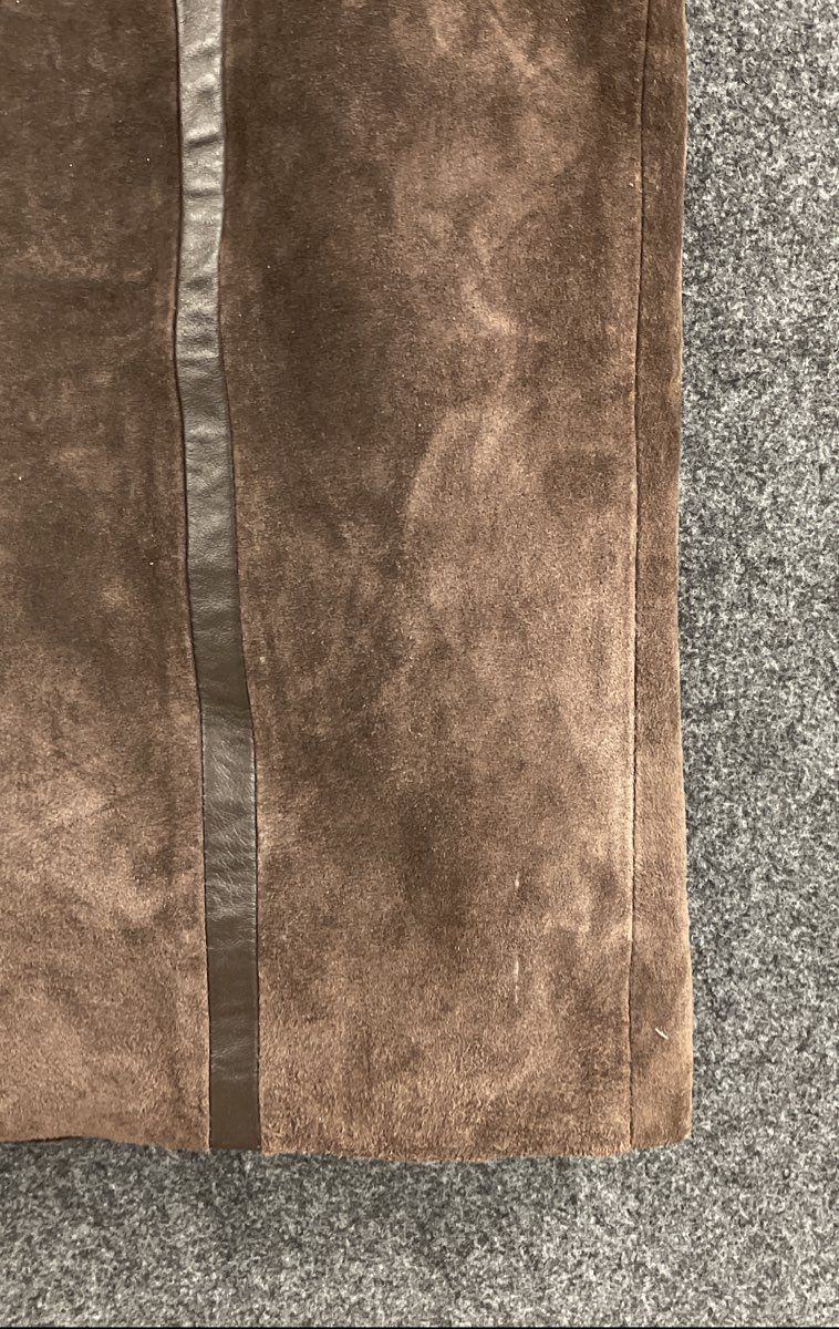 Alfani Women's Brown Suede Leather Panelled Pencil Skirt Size 8