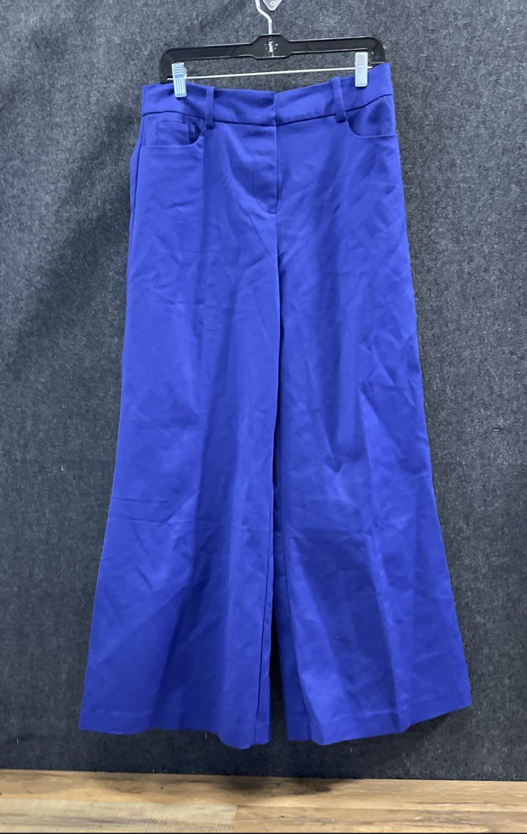 New York & Company Women's Royal Blue Wide Leg Cotton Blend Pants Sz 10 NWT