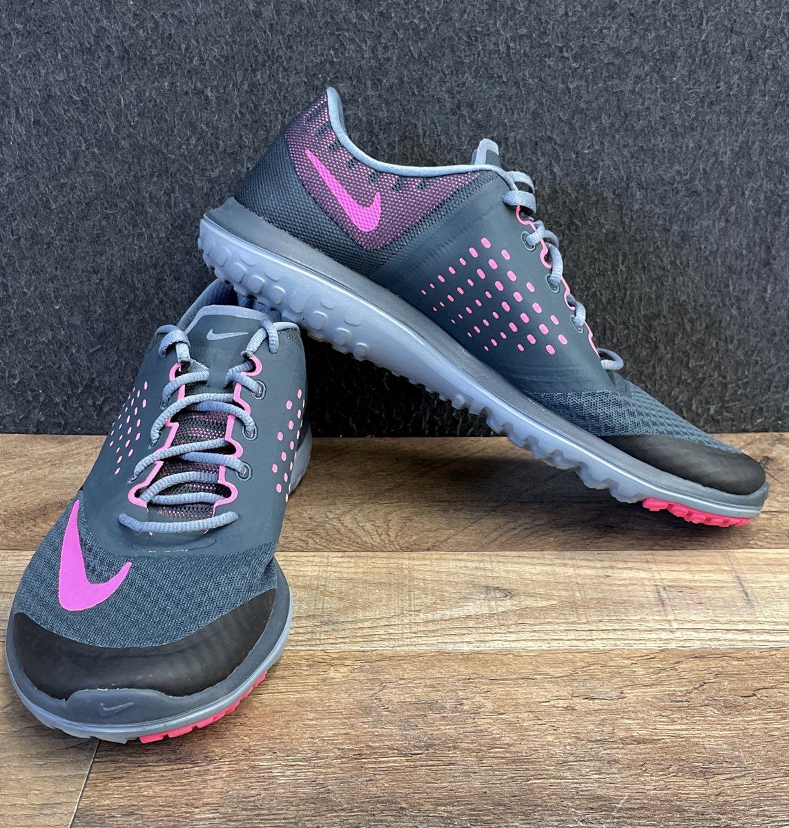 Nike FS Lite Run 3 Dark Grey Pink Blast Women's Running Shoes Size 7