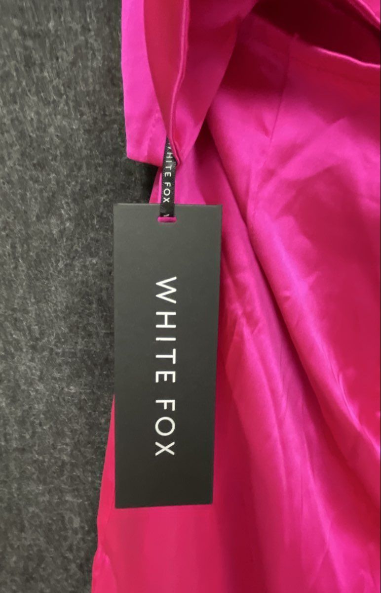 White Fox Women's Pink Satin Twist Front Cutout Mini Dress Sz M NWT