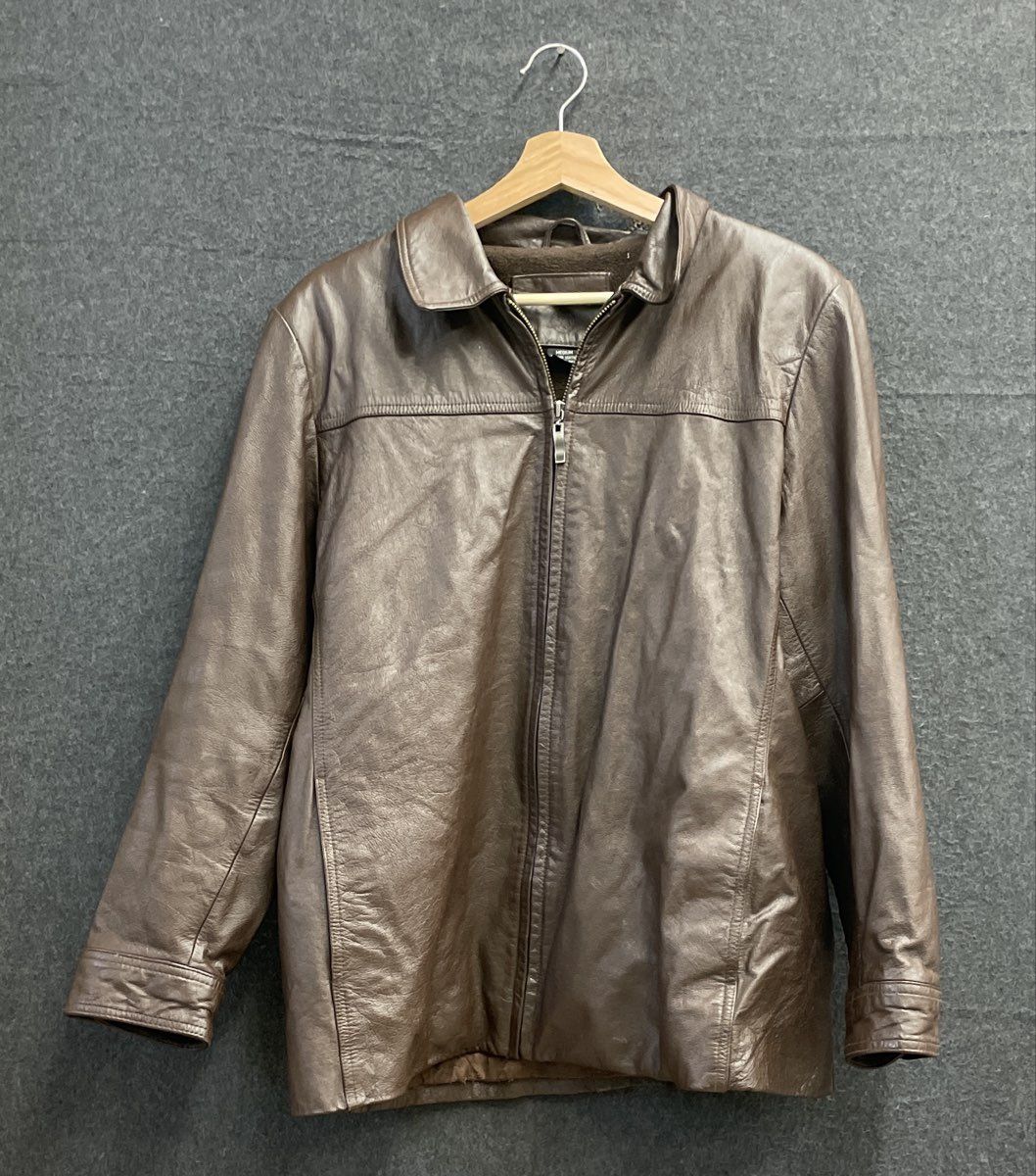 Kathy Ireland Women's Brown Genuine Leather Full Zip Insulated Jacket Sz M