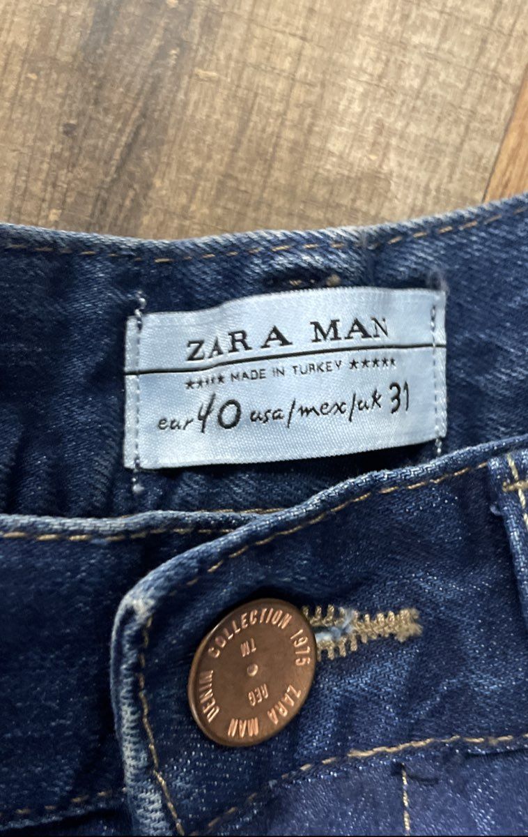 Zara Man Men's Blue Faded Distressed Straight Fit Denim Jeans Size 31 NWT