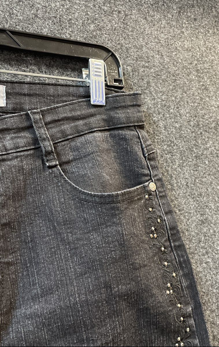 Cos Jeans Women's Gray Beaded Side Stripe Faded Denim Sz 8
