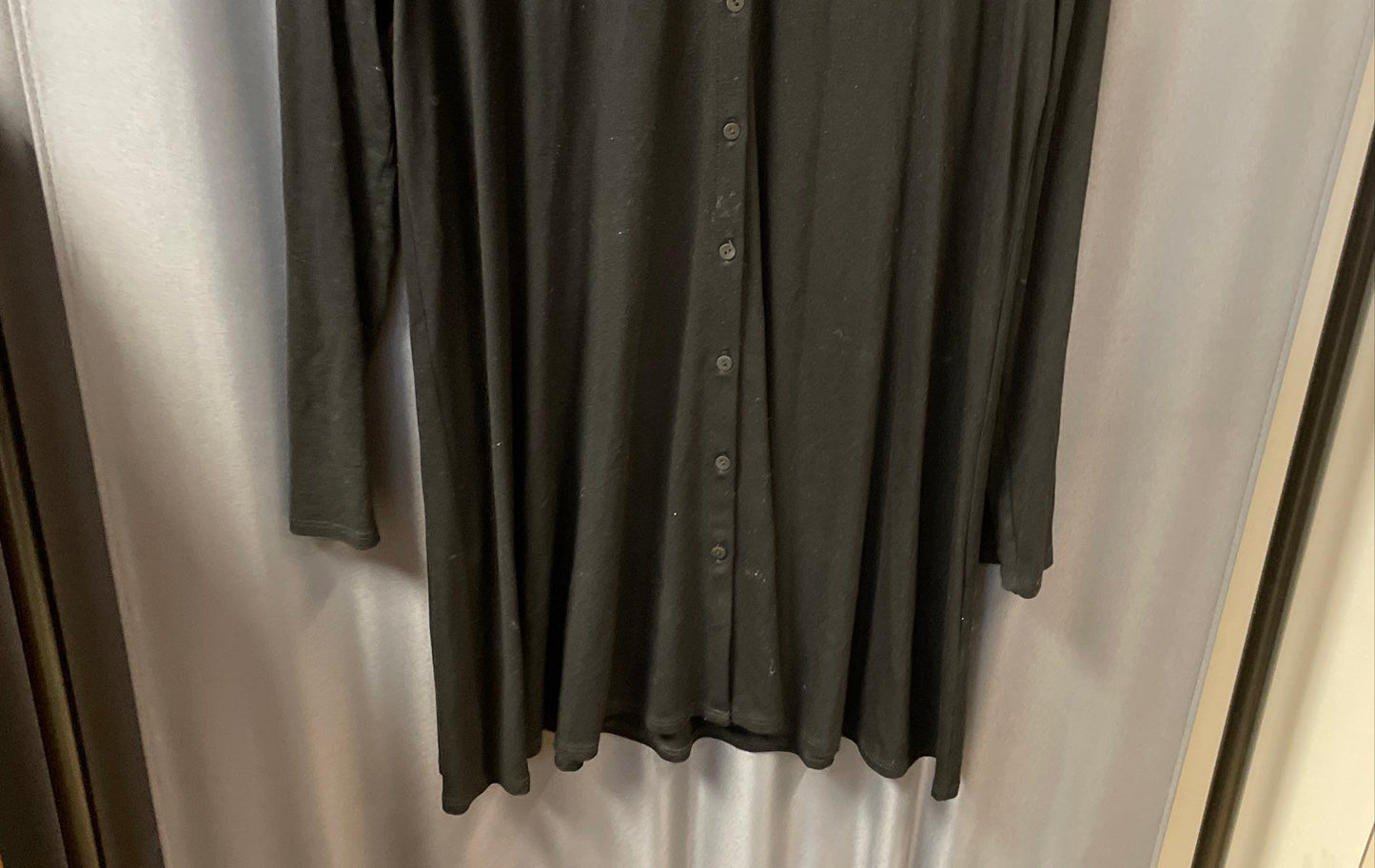 Eileen Fisher Women's Black Viscose Spandex Jersey Button Down Tunic Top Size M