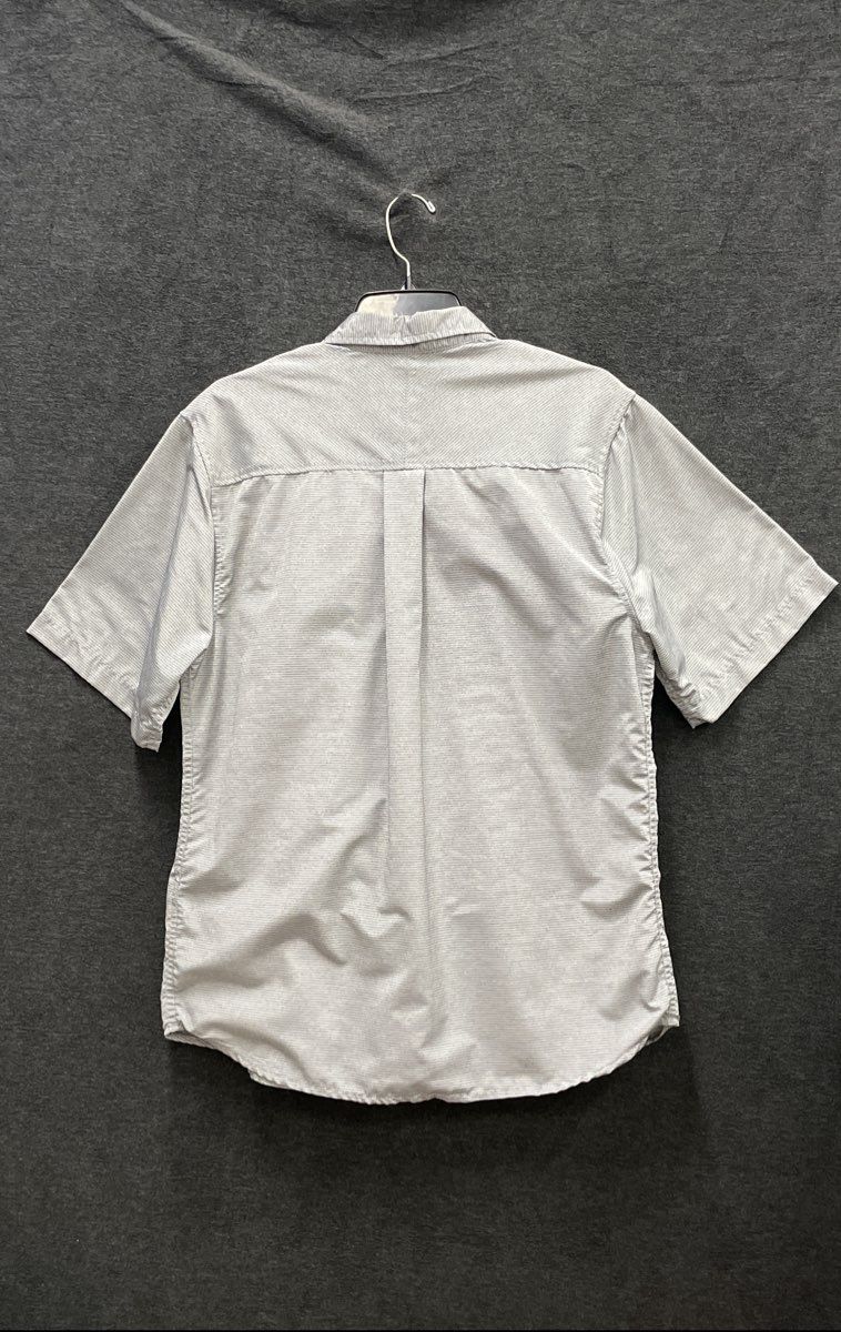 Kavu Men's Gray Micro Stripe Short Sleeve Button Down Shirt Elysian Brewing Sz M