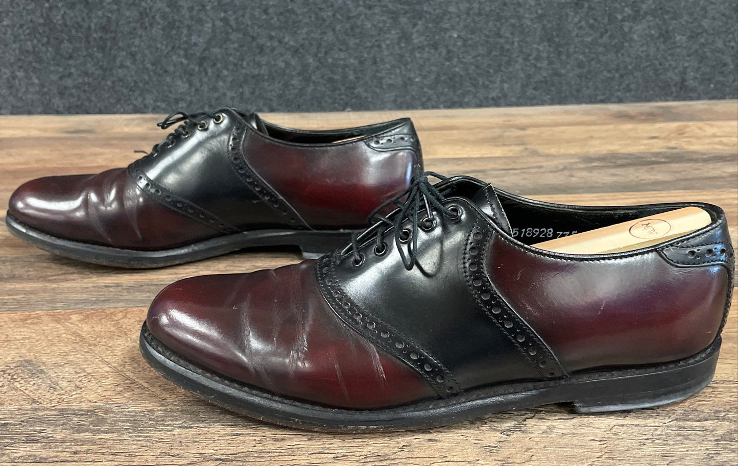 Florsheim Saddle Oxford Wingtip Burgundy Black Leather Dress Shoes Size 9 D
