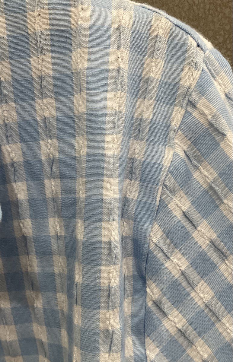 Allison Daley Women's Blue White Gingham Textured 3/4 Sleeve Button Up Shirt 14