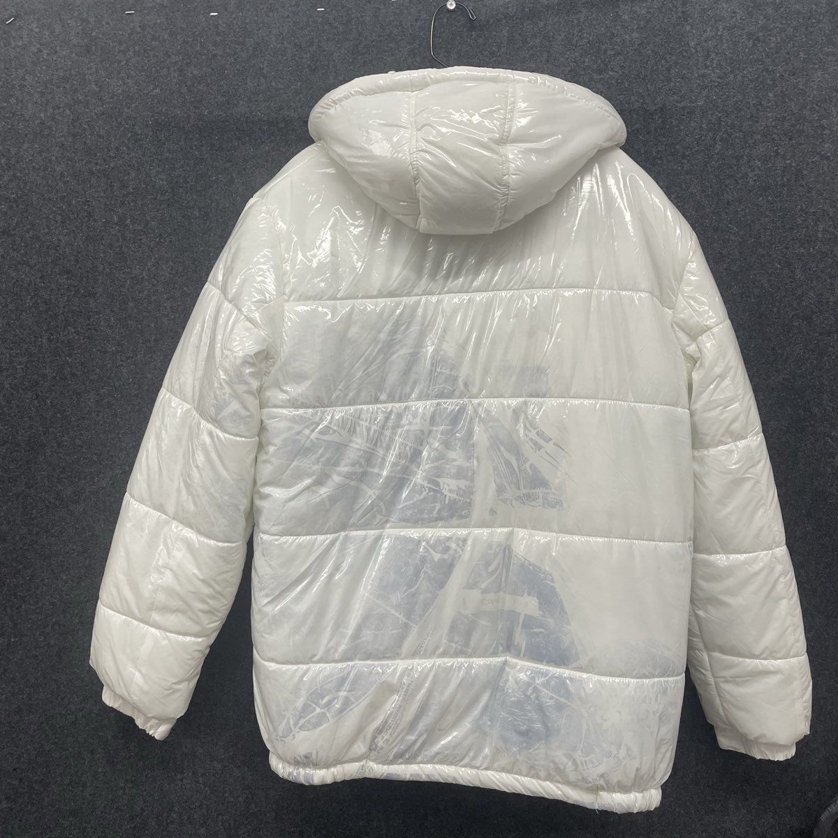 Members Only x Nickelodeon Men's White High Shine Puffer Jacket Hooded Sz M