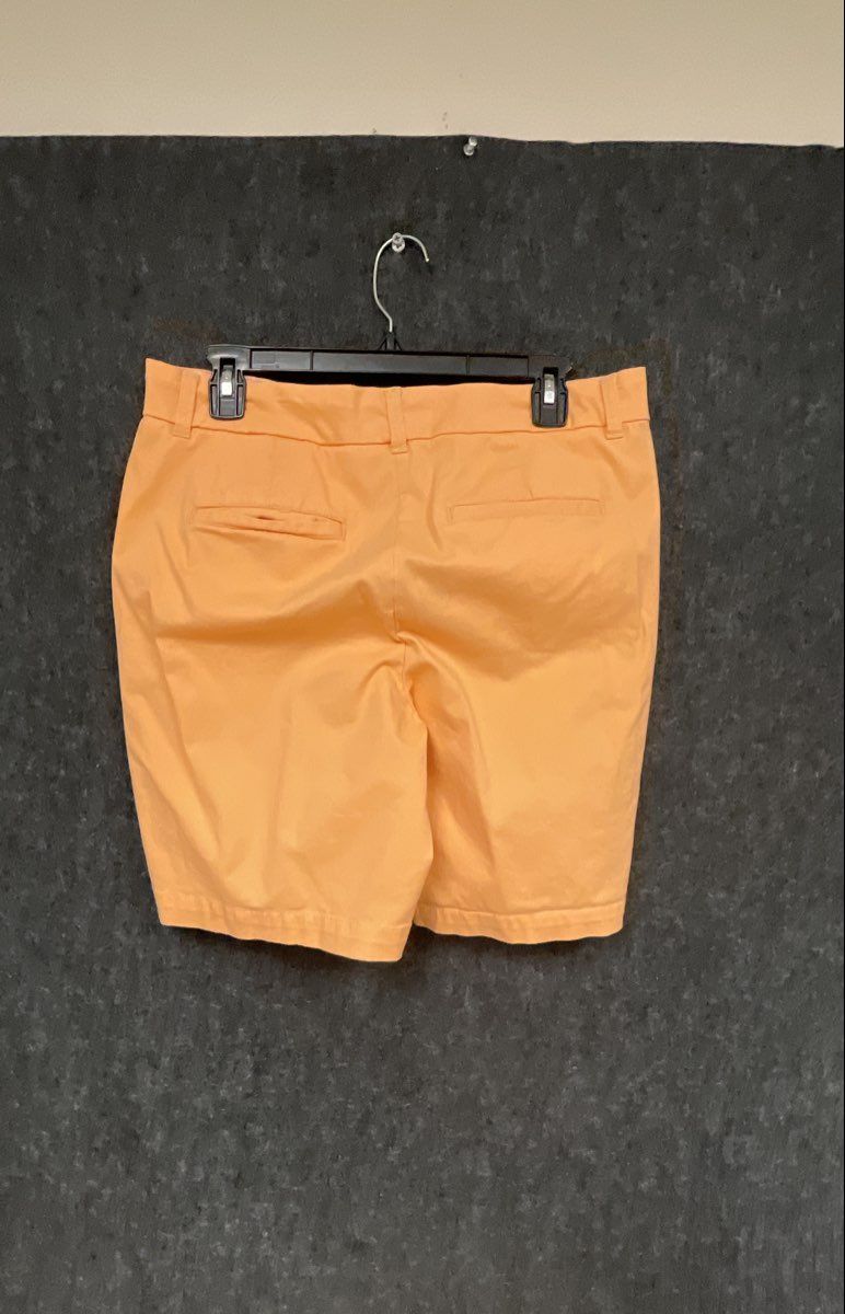 Crown & Ivy Women's Caroline Chino Shorts Orange Peach Solid Sz 10