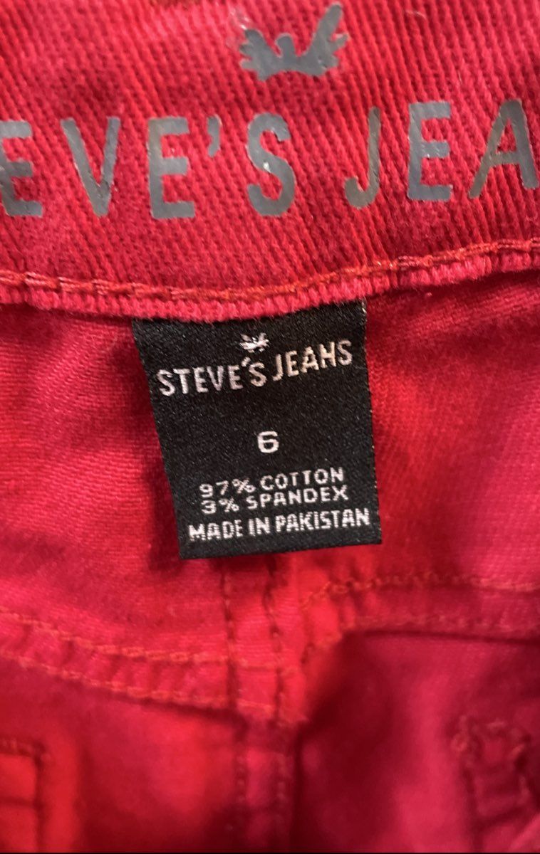 Steve's Jeans Boys' Red Slim Fit Stretch Denim Cargo Pants Size 6 NWT