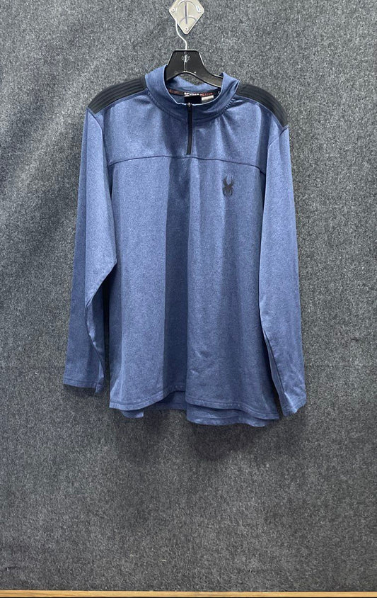 Spyder Men's Blue Quarter Zip Activewear Pullover Mock Neck Long Sleeve Sz L
