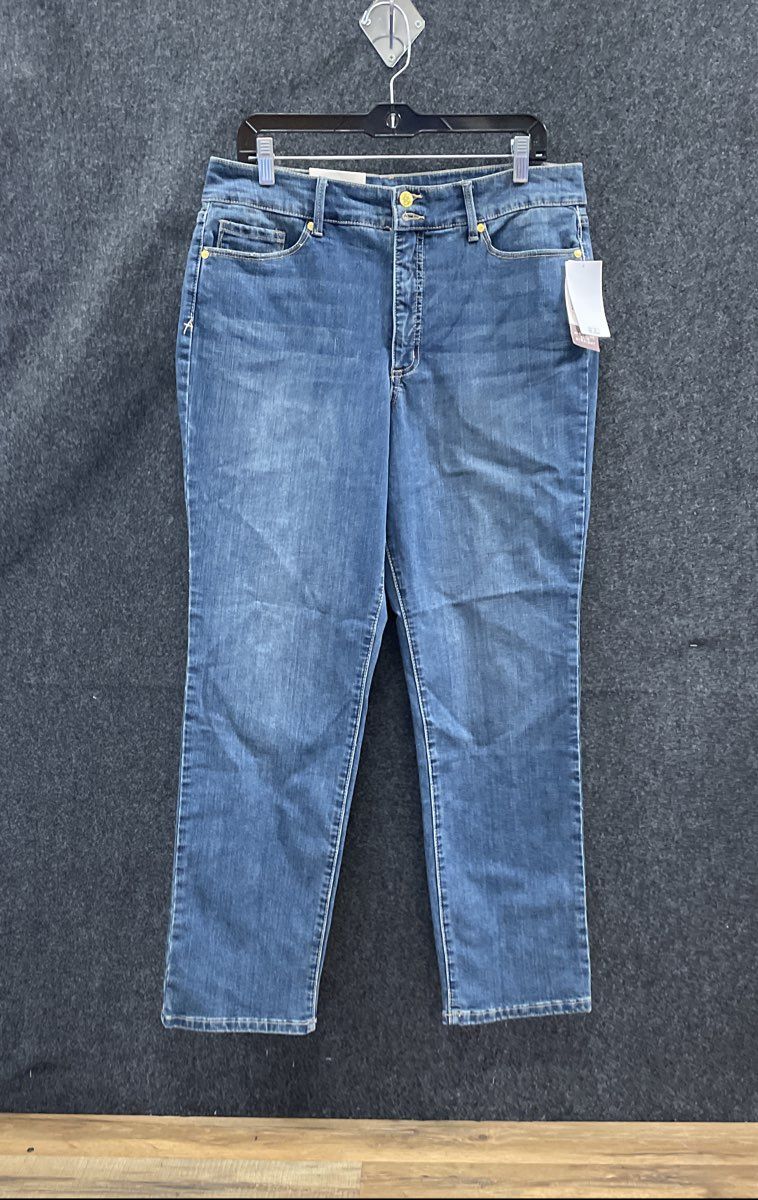 Anne Klein Women's High Rise Slim Straight Jeans Blue Slimming Sculpting 14 NWT