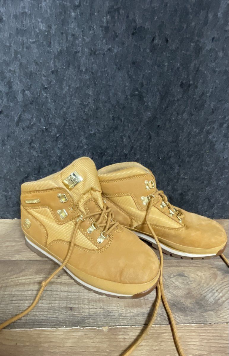 Timberland Euro Hiker Wheat Leather Fabric Mid Boots Size 5