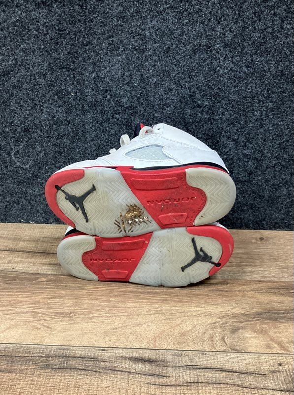 Nike Air Jordan 5 Retro Fire Red White Black Toddler Sneakers Size 10C