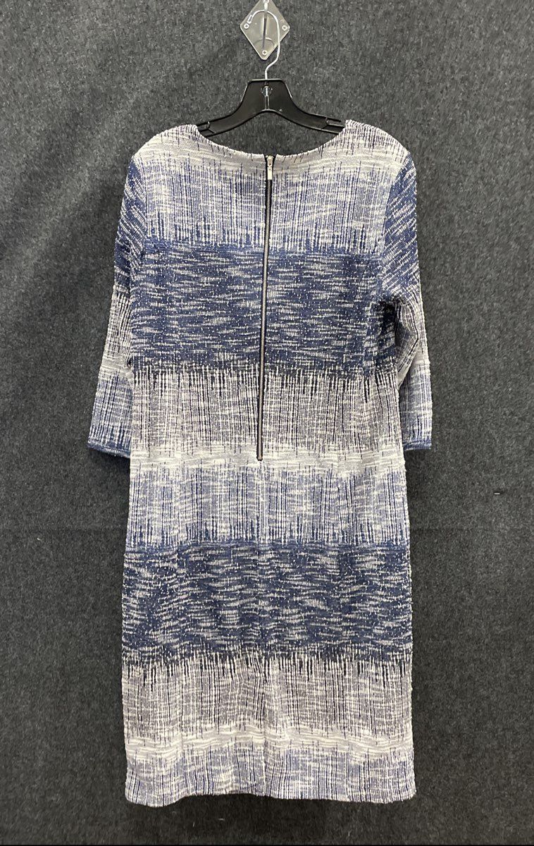 New York & Company Women's Blue White Textured Stretch Sheath Dress NWT Sz L