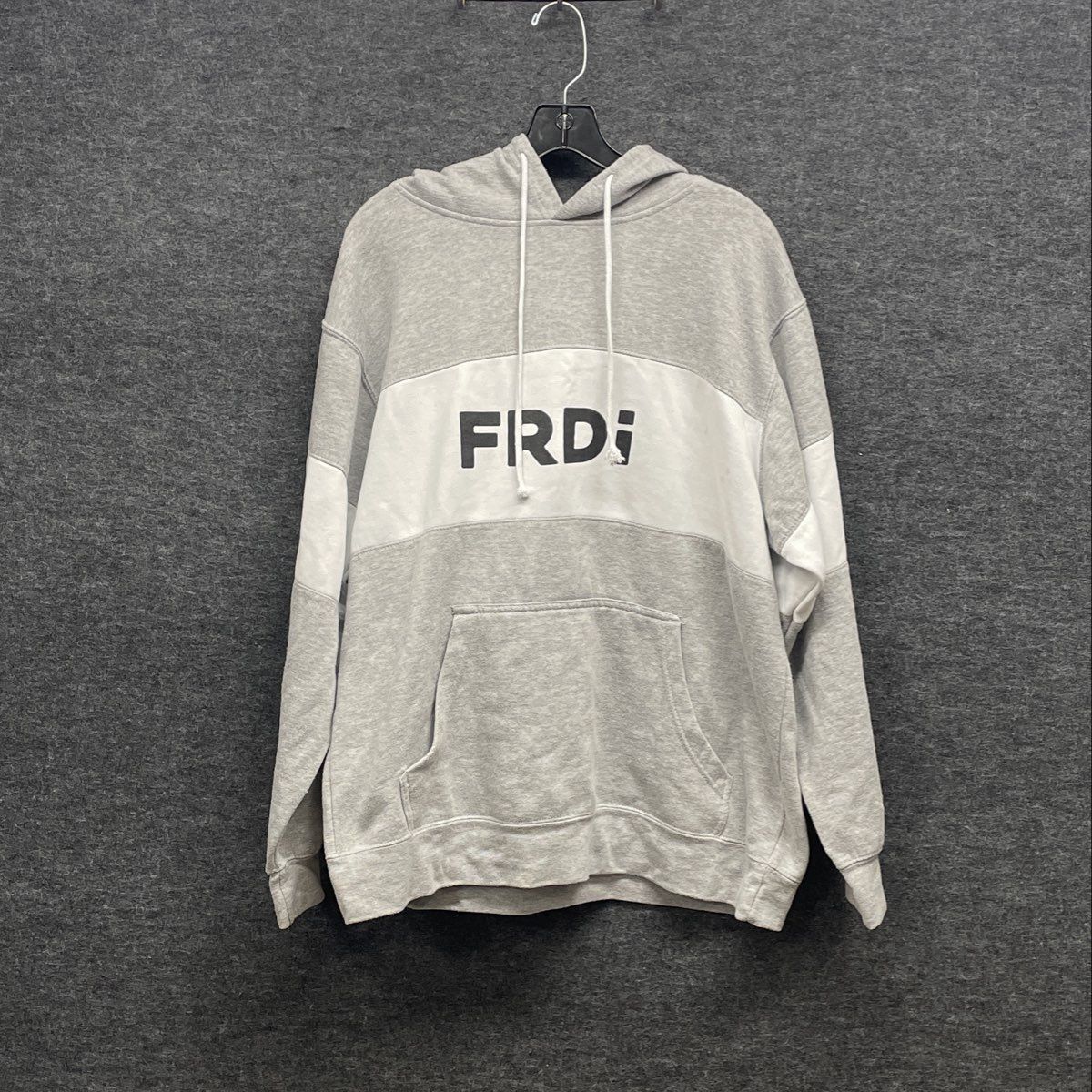 MV Sport Men's Gray White Colorblock FRDI Graphic Hoodie Sweatshirt Sz XL