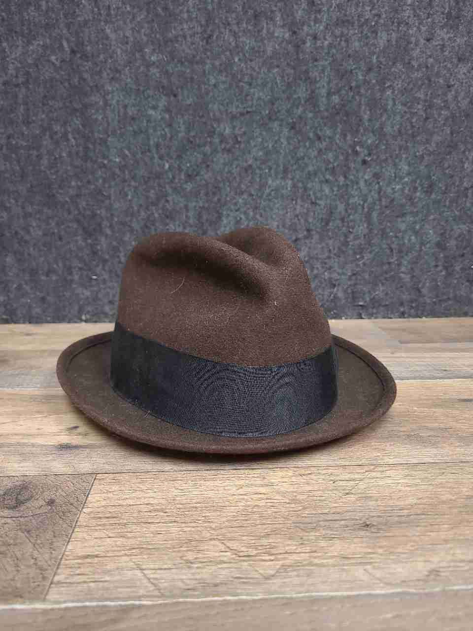 Vintage Microfelt Progress Men's Brown Wool Felt Fedora Hat Sz 6 3/4