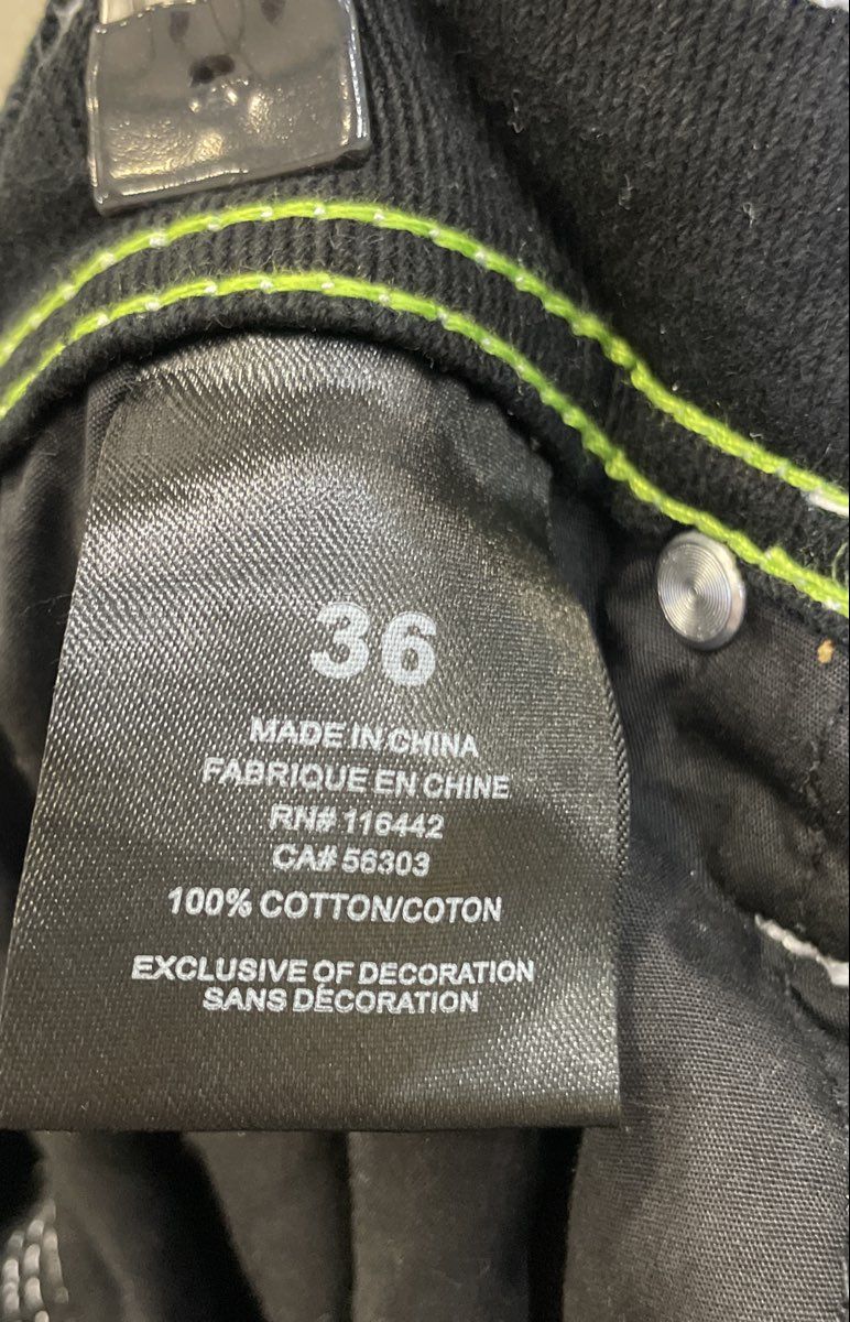 Empyre Men's Y2K Star Skate Carpenter Jeans Black Contrast Stitch Size 36